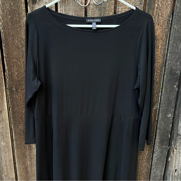 Eileen Fisher Tencel Stretch-Jersey Bateau-Neck Midi Dress In Black Sz M - Picture 7 of 11